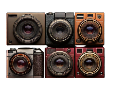 Digital photo camera on a white isolated background. Generative AI.