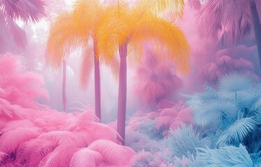 The holiday of Summer with colorful theme as palm trees background as texture frame background  