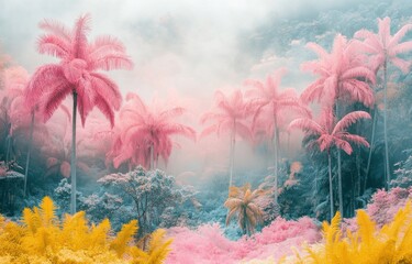 The holiday of Summer with colorful theme as palm trees background as texture frame background  
