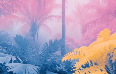 The holiday of Summer with colorful theme as palm trees background as texture frame background  