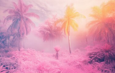 The holiday of Summer with colorful theme as palm trees background as texture frame background  