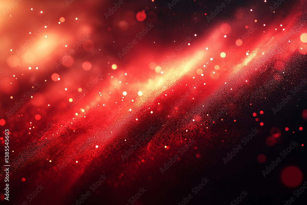 Poster red abstract background with blurred light rays and bokeh effects