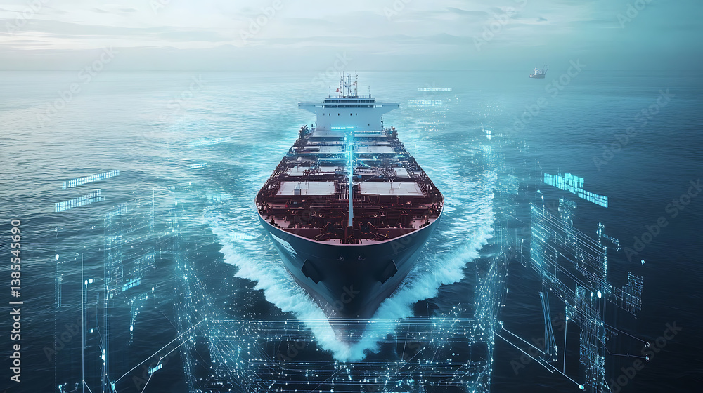 Poster an ai powered system enhancing autonomous shipping by analyzing real time weather conditions, cargo 
