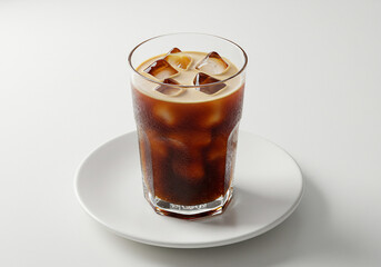 Iced Coffee in a Glass on White Table