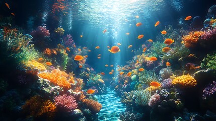 Obraz premium Vibrant underwater coral reef tropical fish marine high resolution hd image