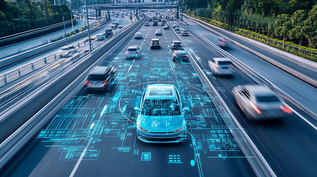 An AI powered system enhancing autonomous vehicle navigation by analyzing real time traffic, road conditions, and sensor data