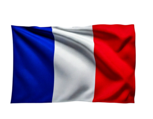 Waving french flag isolated on transparent background