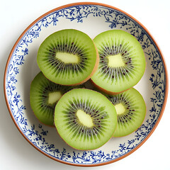 kiwifruit on a plate On white background