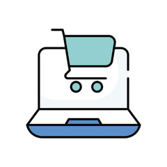Online Shopping vector icon stock illustration