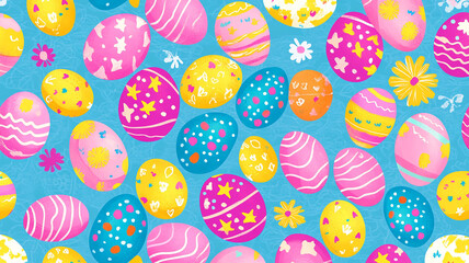 seamless pattern with Easter eggs on pastel colors Made with generative AI