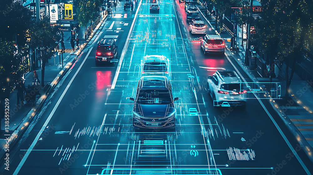 Poster an ai powered system enhancing autonomous vehicles by analyzing road conditions, traffic patterns, a