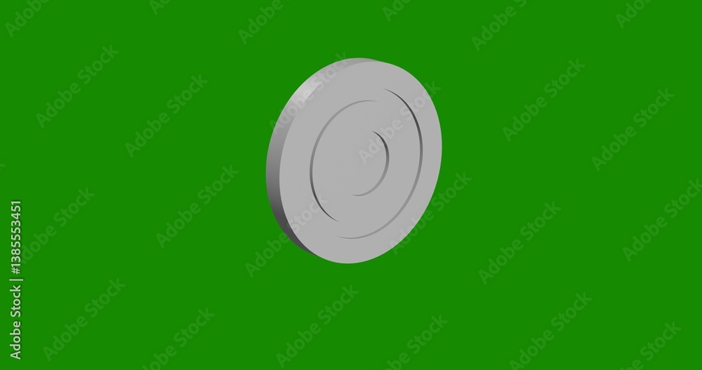 Aufkleber isolated realistic white checker game symbol front view with shadow. 3d illustration on green chroma