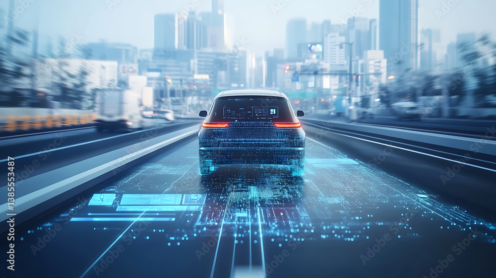 Poster an ai powered system enhancing autonomous vehicles by analyzing traffic data, road conditions, and p
