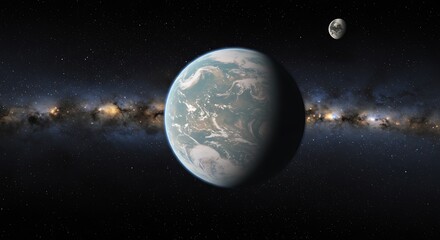 Obraz premium Cosmic Embrace: Pale Blue Dot AI Generated