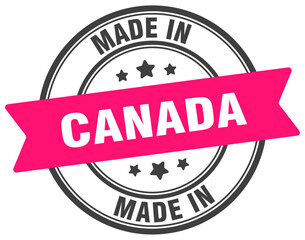 Made in Canada round sign. Made in Canada stamp.