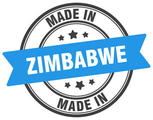 Made in Zimbabwe round sign. Made in Zimbabwe stamp.