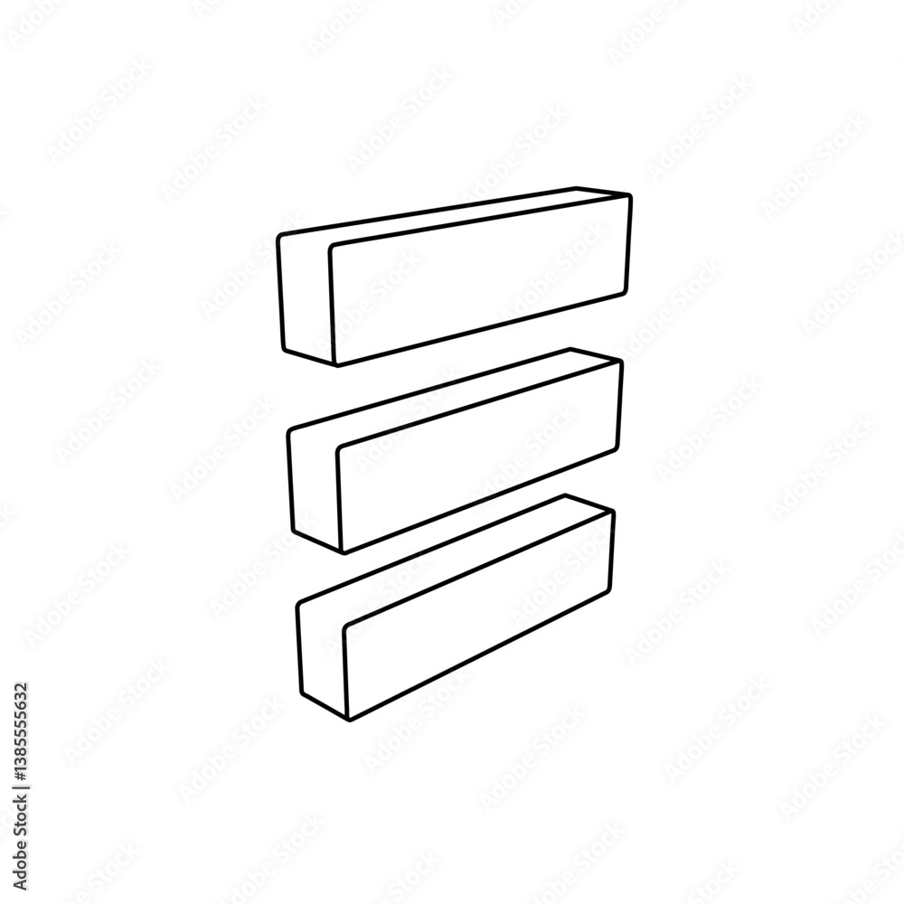 Poster the outline of a large identity symbol is made with black lines. 3d view of the object in perspectiv