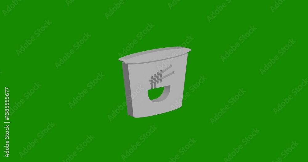 Poster isolated realistic white instant noodles symbol front view with shadow. 3d illustration on green chr