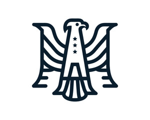 American Eagle Logo Design Icon. Silhouette Eagle Bird Vector Illustration. Black and White Eagle Bird Logo for T-Shirts and Branding.