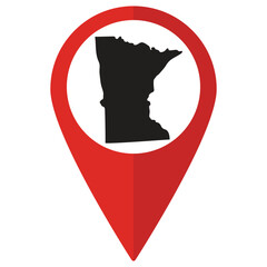 Minnesota state map. Map of Minnesota state on map pinpoint in red color