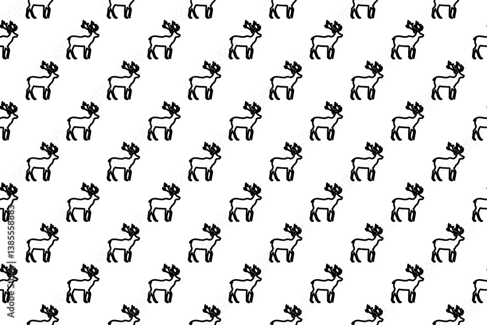 Aufkleber seamless pattern completely filled with outlines of deer symbols. elements are evenly spaced. illust