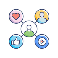 Title: Social network connection and global business communication concept. Vector icon isolated on white background. social network icons, people network icons. Organization thin line icon set. Conta