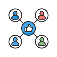 Social network connection and global business communication concept. Vector icon isolated on white background. social network icons, people network icons. Organization thin line icon set. Containing 
