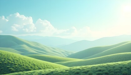 Naklejka premium Serene Rolling Hills and Daisies