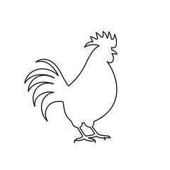 A large black outline rooster symbol on the center. Illustration on transparent background