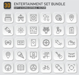 Fototapeta premium Collection of Entertainment Icons Set Bundle in Editable Vector Format
