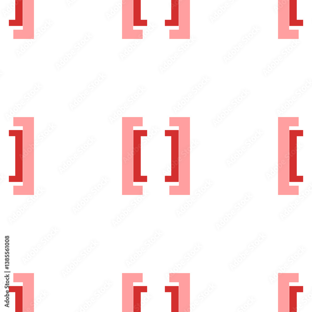 Poster seamless pattern of large isolated red square brackets symbols. the elements are evenly spaced. illu
