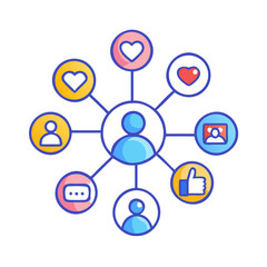 Social network connection and global business communication concept. Vector icon isolated on white background. social network icons, people network icons. Organization thin line icon set. Containing 
