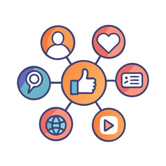 Social network connection and global business communication concept. Vector icon isolated on white background. social network icons, people network icons. Organization thin line icon set. Containing 
