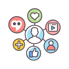 Social network connection and global business communication concept. Vector icon isolated on white background. social network icons, people network icons. Organization thin line icon set. Containing 
