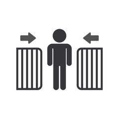 Bundle isolated pictogram of pole gate and speed barrier gate designed for both pedestrians and man