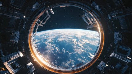 Earth Viewed Through a Space Station Window