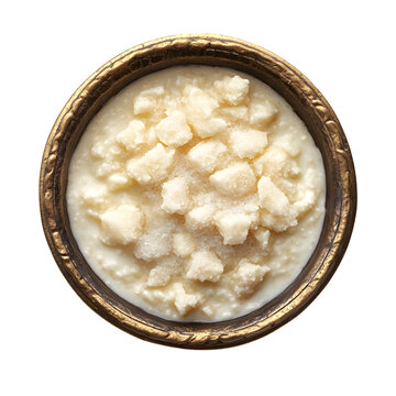 A serving of chhena murki with sugar crystals glistening, isolated on a transparent background.
