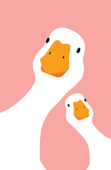 Illustration of Two Geese Faces