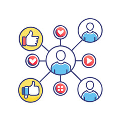 Fototapeta premium Social network connection and global business communication concept. Vector icon isolated on white background. social network icons, people network icons. Organization thin line icon set. Containing 
