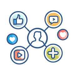 Social network connection and global business communication concept. Vector icon isolated on white background. social network icons, people network icons. Organization thin line icon set. Containing 
