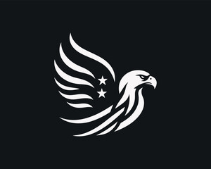 Eagle Logo Design Icon. Silhouette Eagle Bird Vector Illustration.