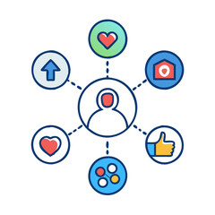 Social network connection and global business communication concept. Vector icon isolated on white background. social network icons, people network icons. Organization thin line icon set. Containing 
