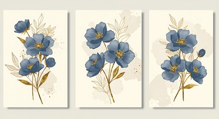Serene Bloom Triptych AI Generated