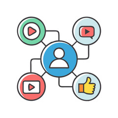 Social network connection and global business communication concept. Vector icon isolated on white background. social network icons, people network icons. Organization thin line icon set. Containing 
