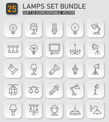 Versatile lighting solutions icon set offering diverse illumination options for any space