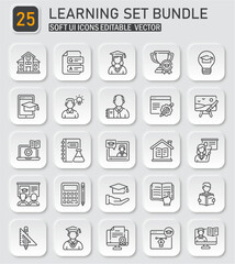Education Vector Icon Set for Learning and Academic Pursuits Neumorphism Style