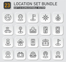 Modern Location and Navigation Icon Set for UI Design and Mapping Application