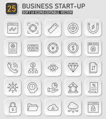 Minimalistic Business Start-Up Icons Collection Set with Soft UI Design Style