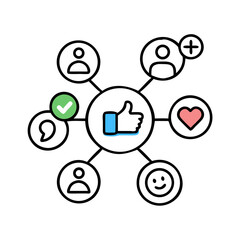 Social network connection and global business communication concept. Vector icon isolated on white background. social network icons, people network icons. Organization thin line icon set. Containing 
