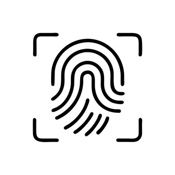 Biometric fingerprint identification scan icon on a white background  